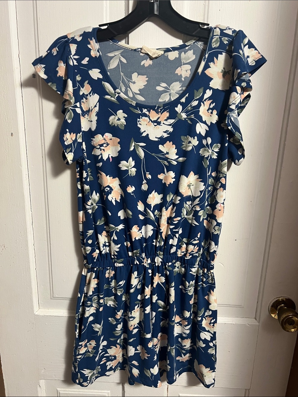 Navy Floral Short Sleeve Romper
